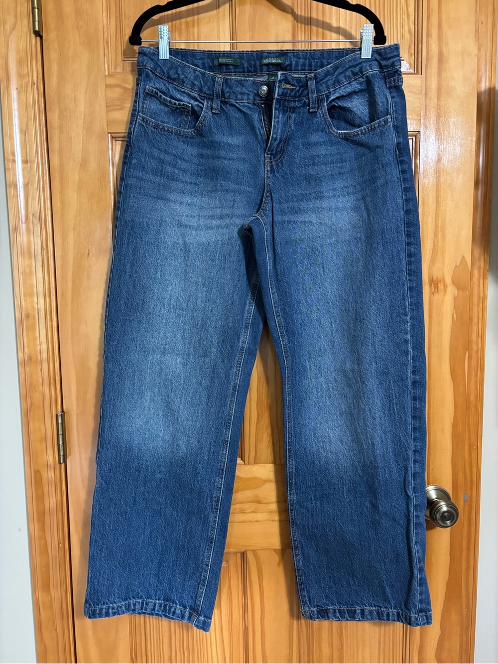 wild fable Women's Dark Blue Low Rise Relaxed Straight Wide Jeans